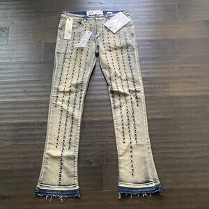 WAIMEA Stacked Jean Mens Sz 32 Metal Grommet Vintage Wash NWT